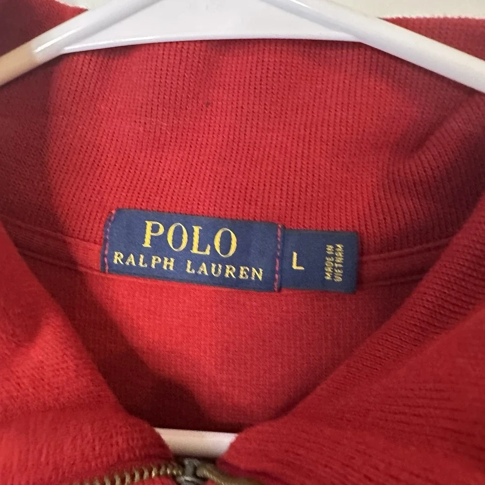 Polo Ralph Lauren Red Cotton Quarter Zip‎ Long Sleeve Sweater XL Preppy Heritage